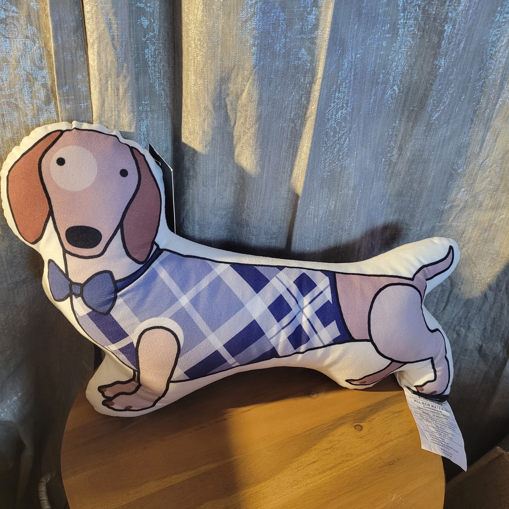 Envogue Dachshund Pillow with Purple and Blue Accents